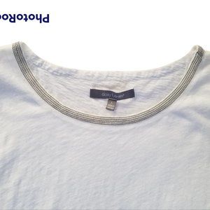 DAISY FUENTES Beaded Neckline White Tee | SZ L
